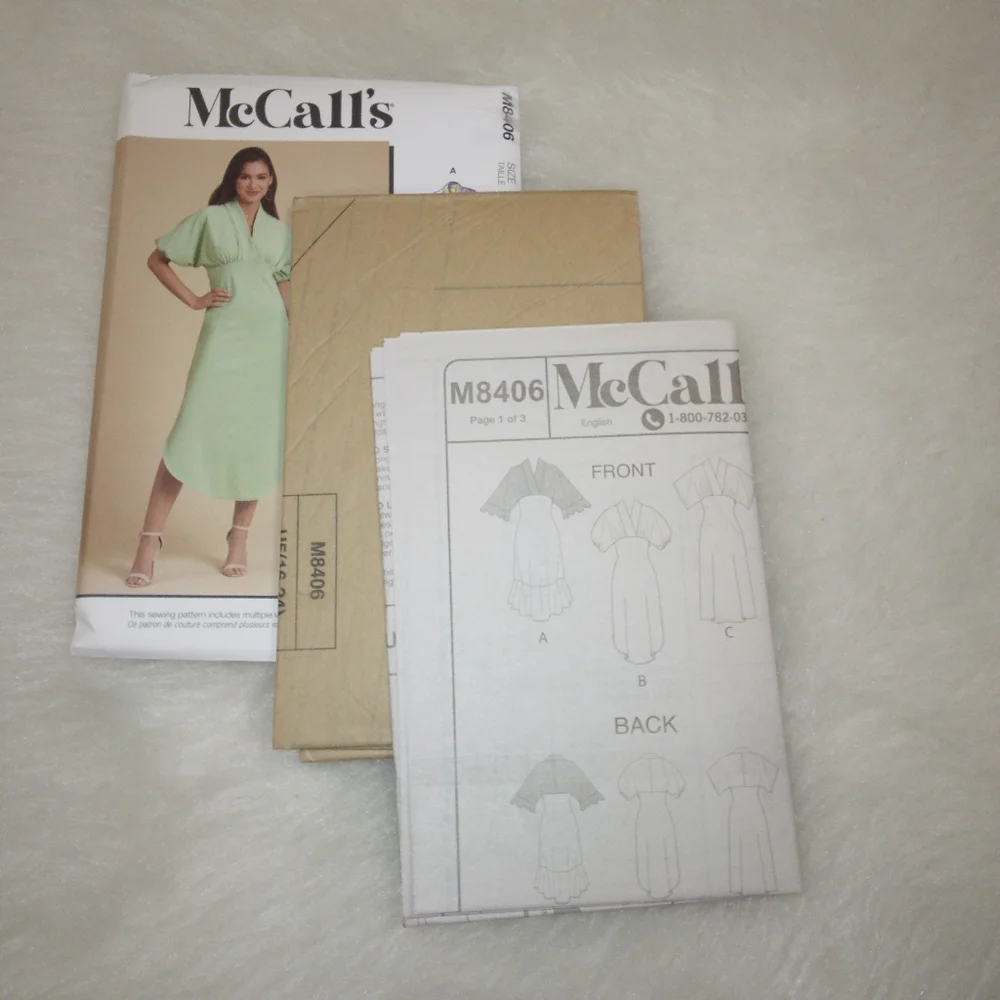 McCall's M8406 Misses dress with sleeve and hemline variations sz 16-24